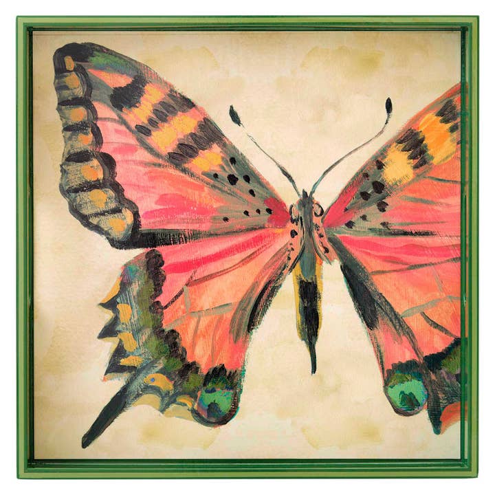 Butterfly Study Square Lacquer Serving Tray for wholesale by rockflowerpaper