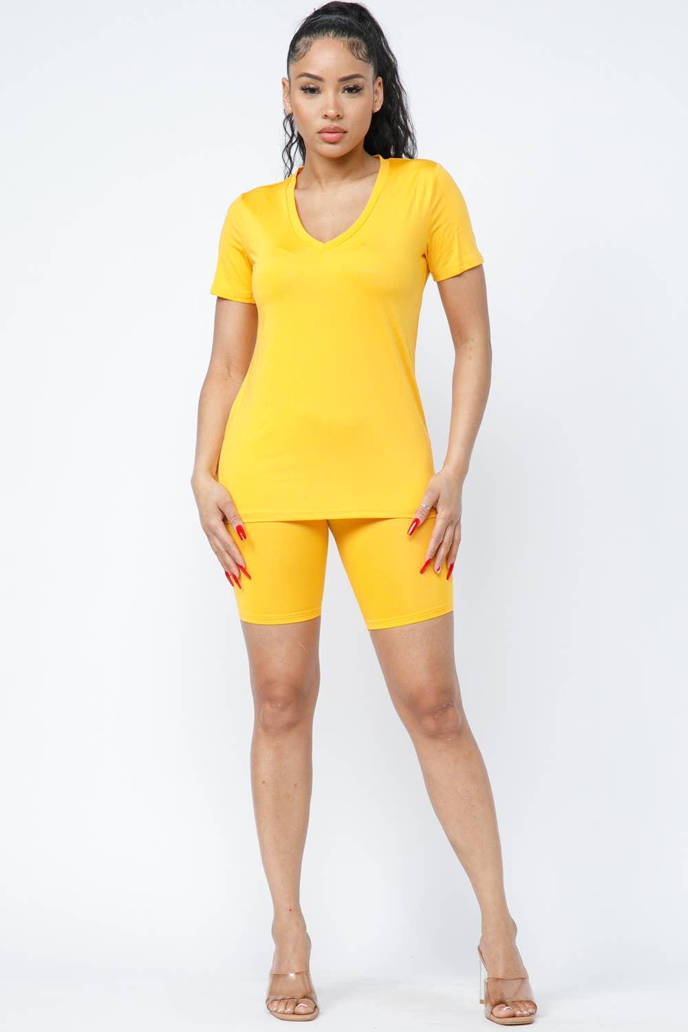 Boswell - Wholesale Lounge Set - Women's - Solid Top and Biker Shorts Set10