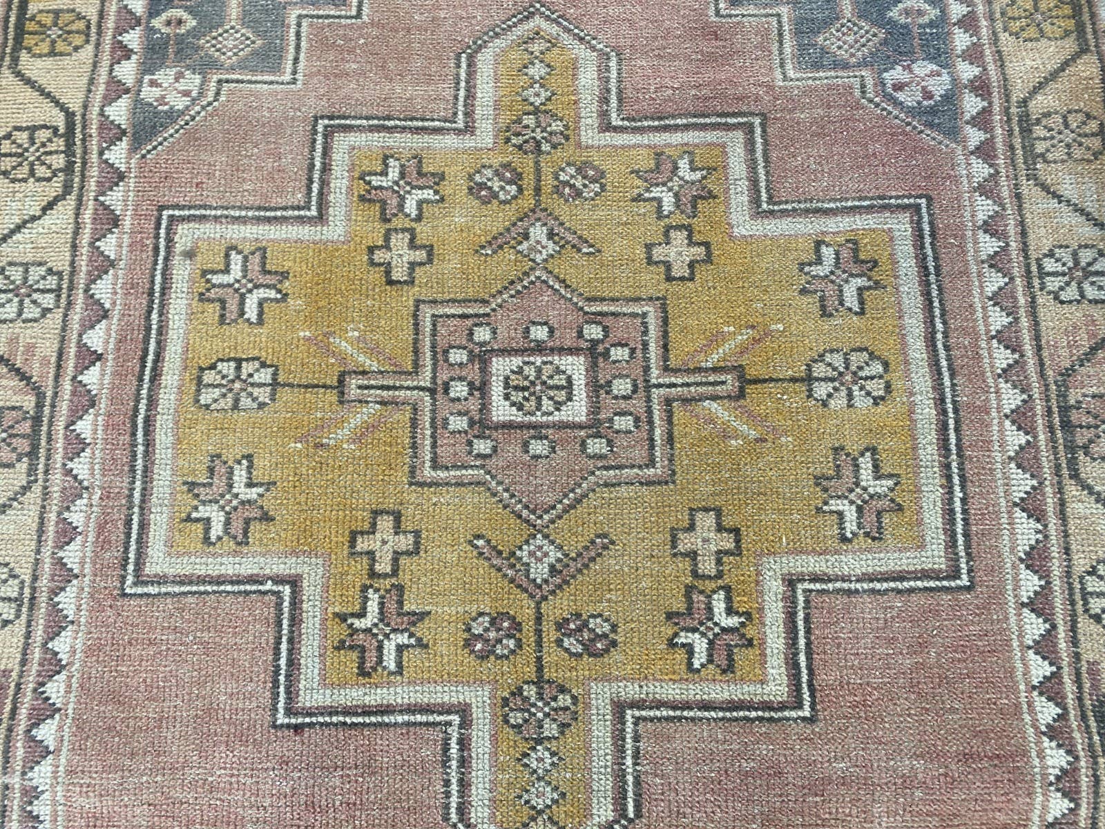 Oushak Rugs - Wholesale Area Rug - 1970 Turkish Vintage Handmade Wool Rug Geometric 4.5x8.8 ft6