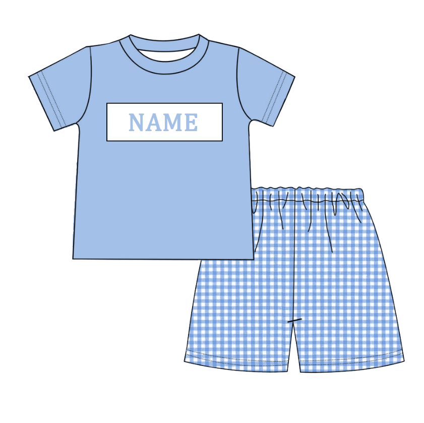 Auraquise - Wholesale Clothing Set - Baby - Kids Birthday Custom Name Embroidery Bow Cake Blue Sibling Clothes2