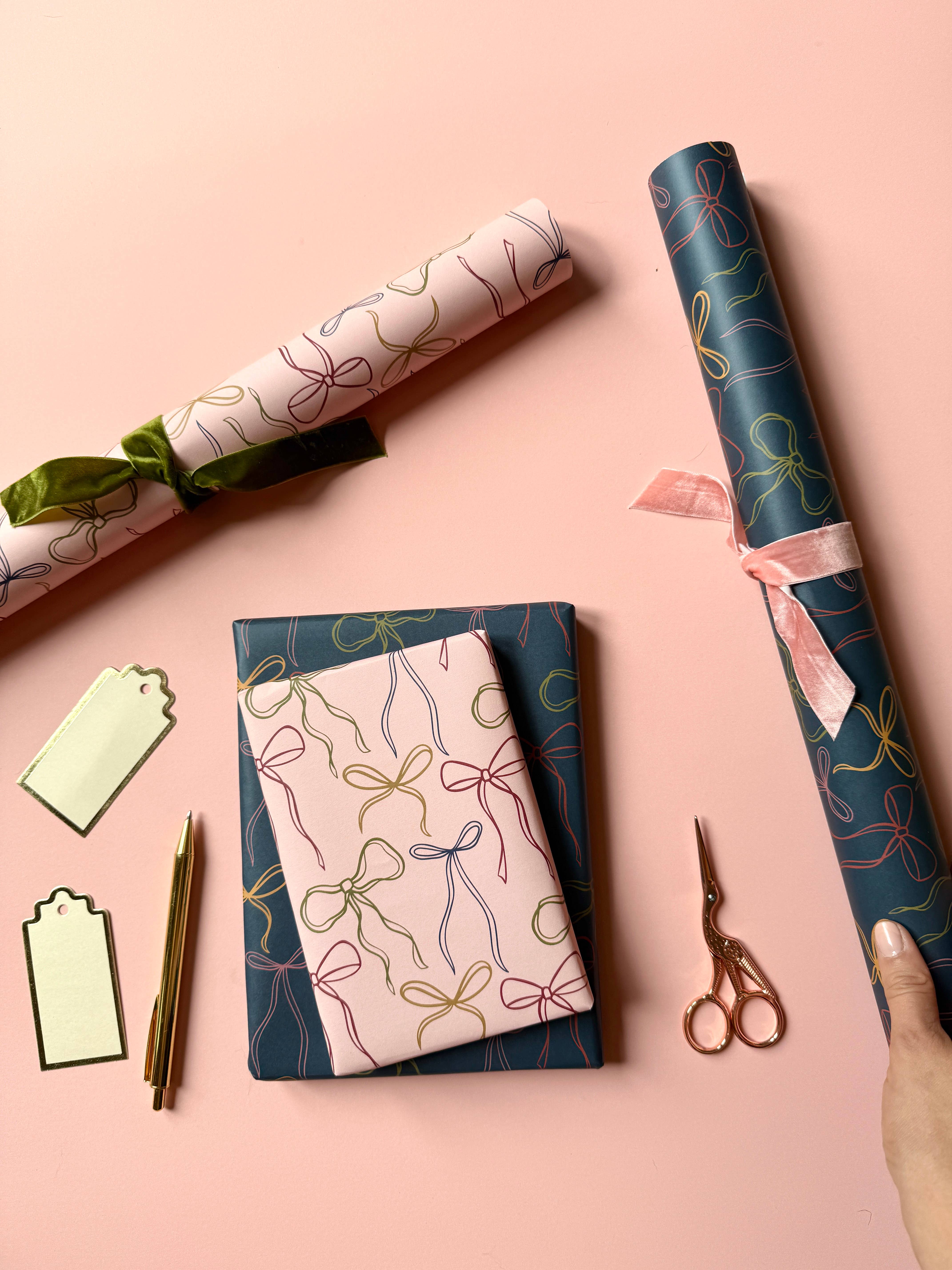 Heather Alstead Design Ltd – wholesale Flat wrap – Luxury Bow Pattern Wrapping Paper 5