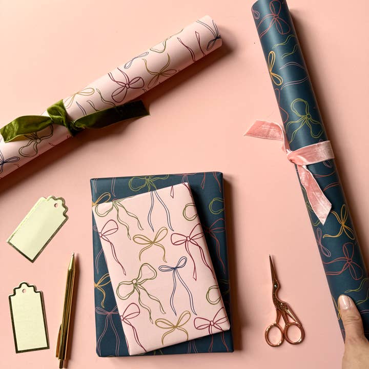 Heather Alstead Design Ltd – wholesale Flat wrap – Luxury Bow Pattern Wrapping Paper 5