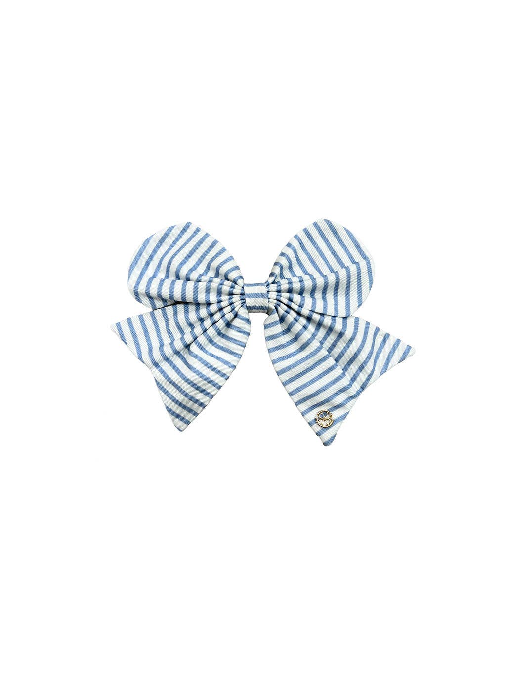 Mary Square - Wholesale Decorative Tabletop Object - Fabric Bow | Blue Stripe1