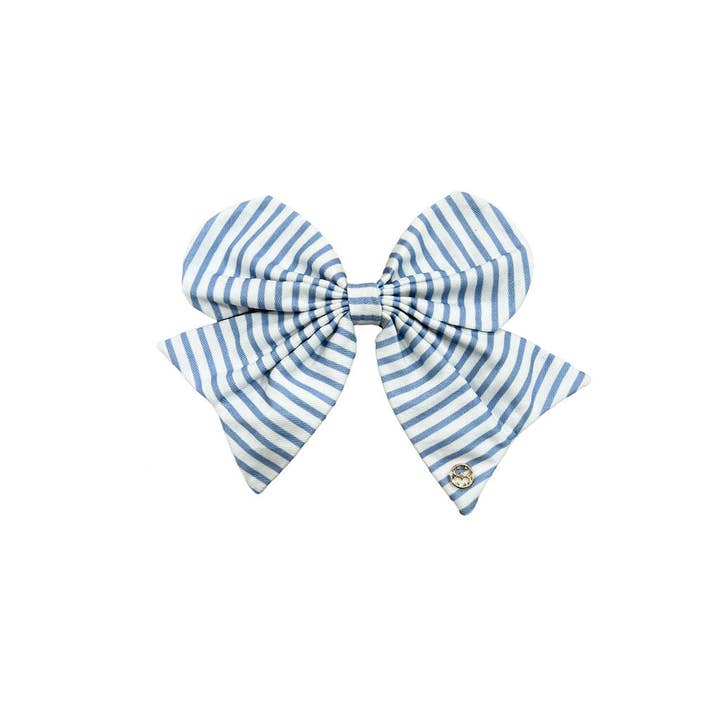 Mary Square - Wholesale Decorative Tabletop Object - Fabric Bow | Blue Stripe1