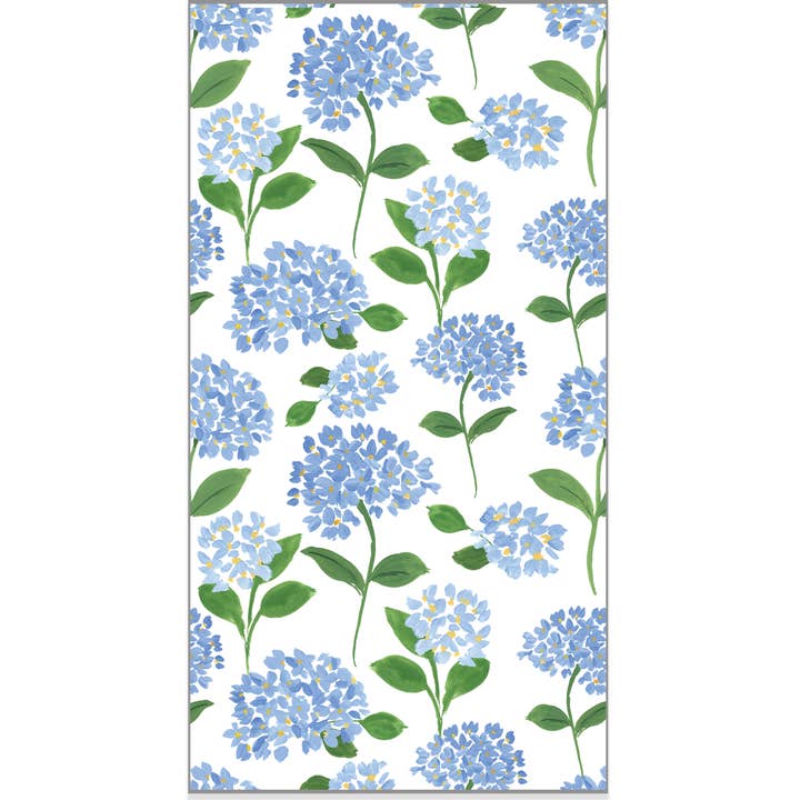 Op Voorraad WH Papieren Gastendoekjes | Blauwe Hortensia's voor wholesale door WH Hostess Social Stationery