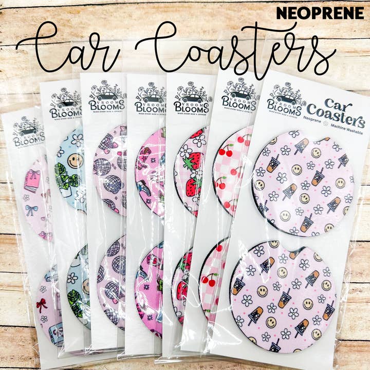 Set de posavasos para coche, de neopreno para venta al por mayor de Vroom Blooms