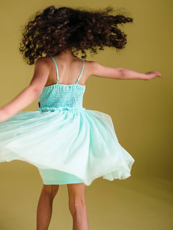 SHIMMER TULLE DRESS IN MINT for wholesale on Faire3