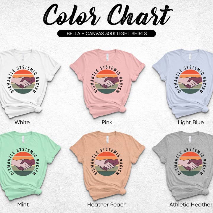 T-shirt voor racisme ontmantelen, T-shirt met activistische afbeelding, shirt voor sociale rechtvaardigheid, top met gelijkheidshanddruk, uniseks kleding voor wholesale door FreakyTeeFactory