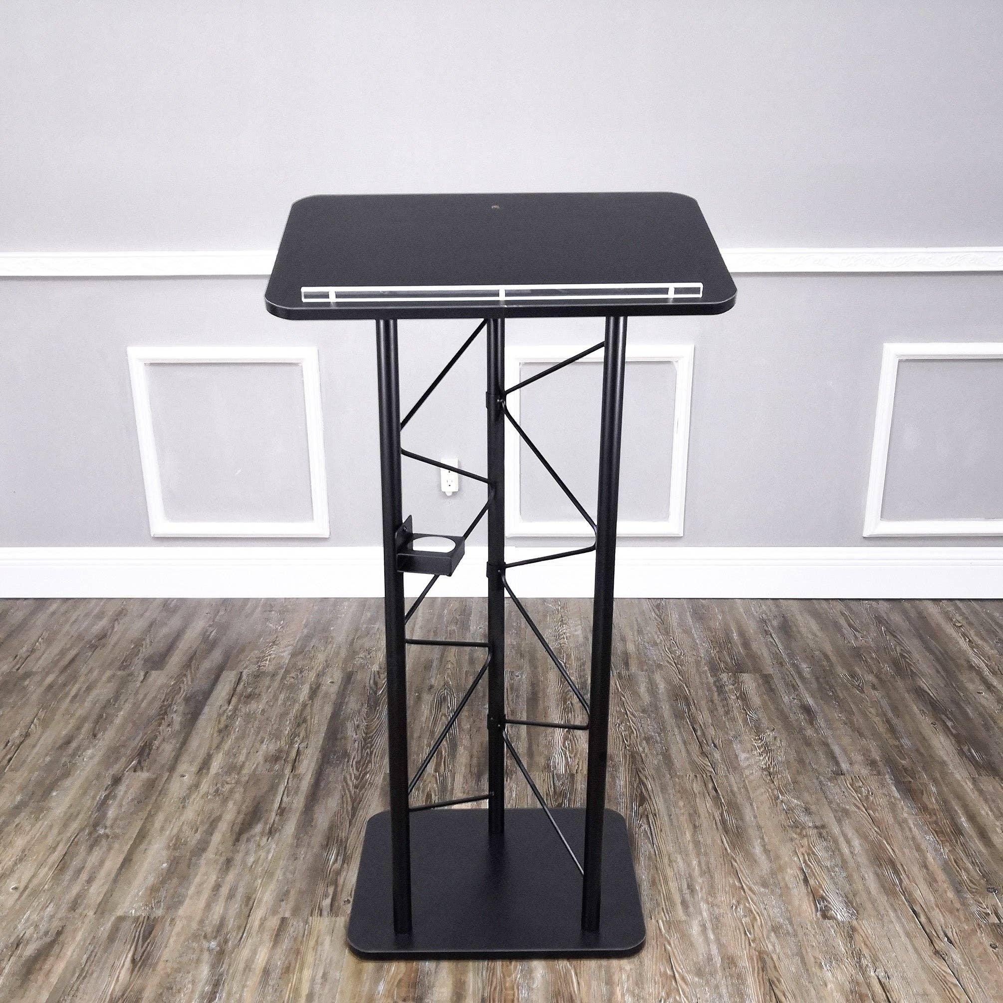 FIXTUREDISPLAYS - Wholesale Speakers - Truss Metal and Wood Podium 25X16X47 Tall Church Pulpit Lectern with Cup Holder 11566-NEW1