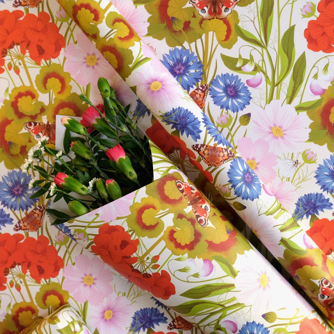 Printer Johnson Ltd - Wholesale Flat Wrap - Summer Floral | Gift Wrap, wrapping paper | Garden, wildlife2
