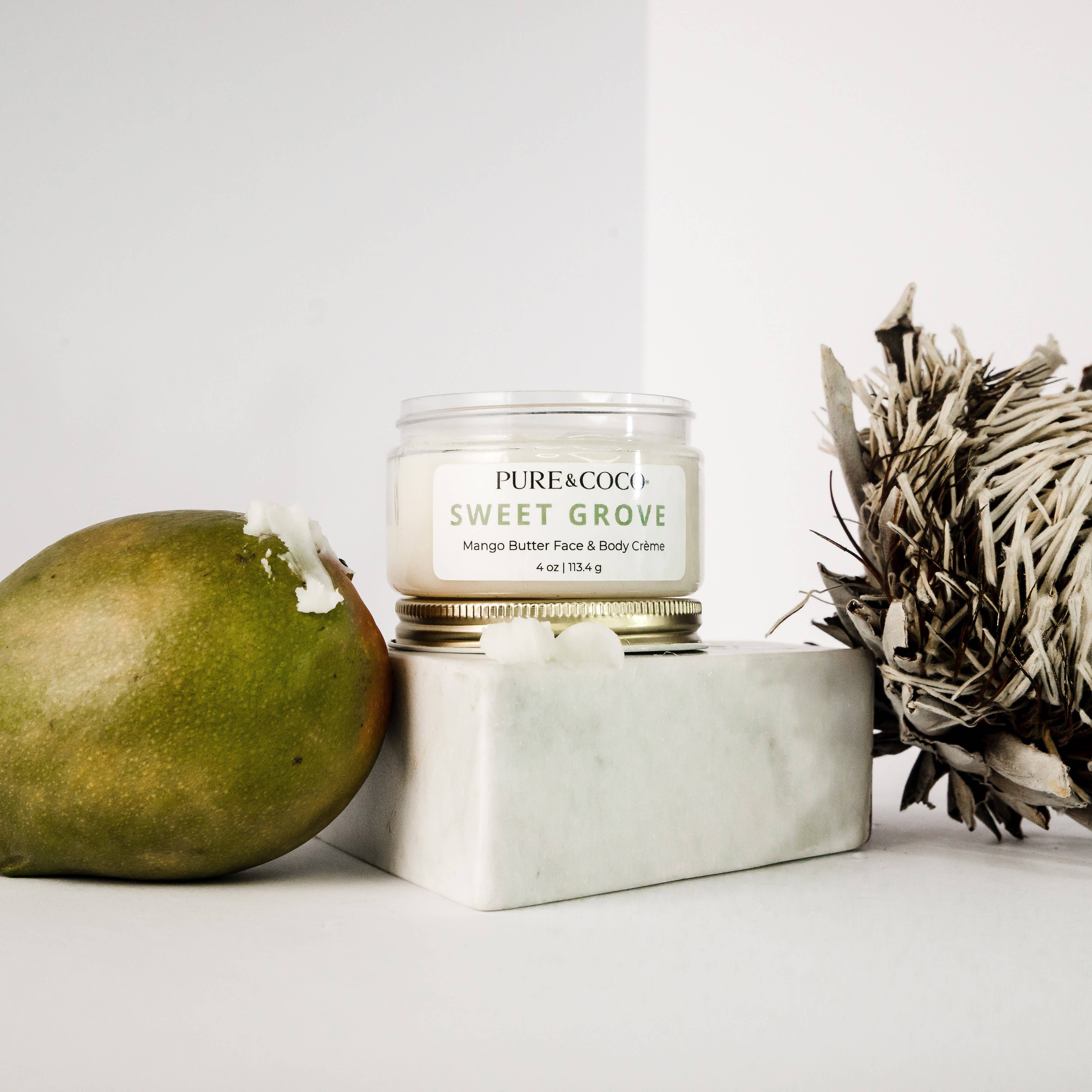 Pure & Coco | Organic Coconut Oil Skincare - Wholesale Body Cream/Lotion - SWEET GROVE Mango Butter Face & Body Crème0