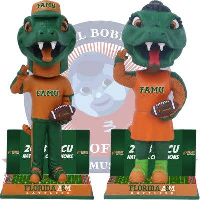 Florida A&M Rattlers 2023 HBCU National Champions Mascot Bobbleheads for wholesale by National Bobblehead Hall of Fame and Museum