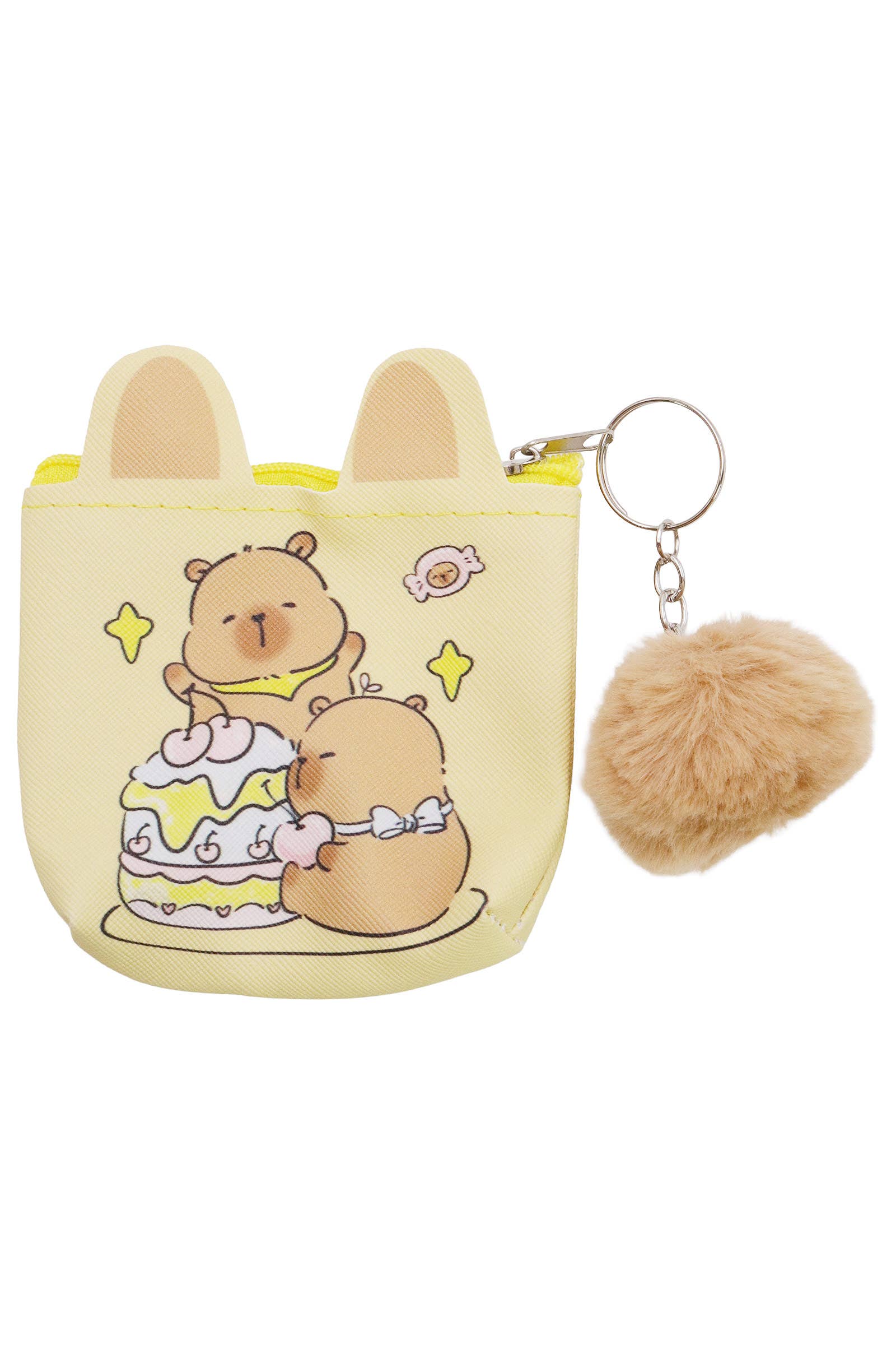 ASSORTED Capybara Pom Pom Vegan Leather Coin Purse Bag for wholesale on Faire5