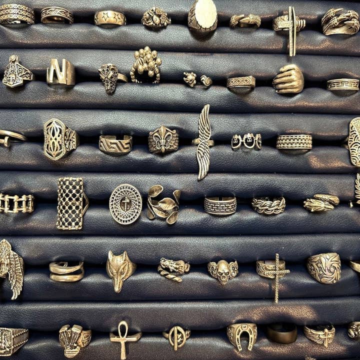 CRETE TRADING INC - Wholesale Jewelry Set - Wholesale Zamac Stainless Unisex Adjustable Rings MIX Design2