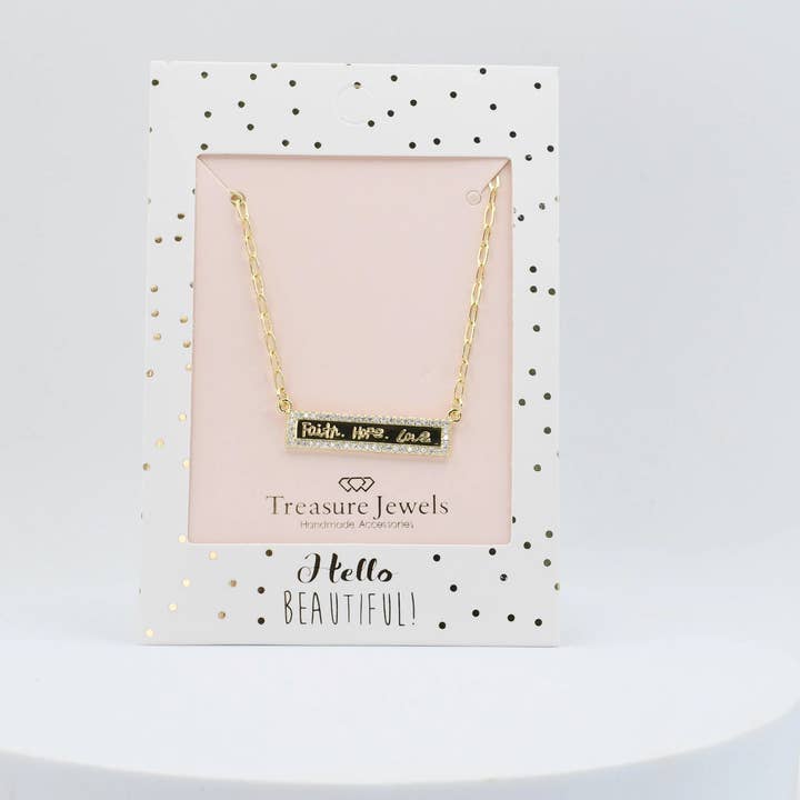 Treasure Jewels Inc. - Wholesale Pendant/Charm Necklace - Gold Faith Hope Love Necklace2