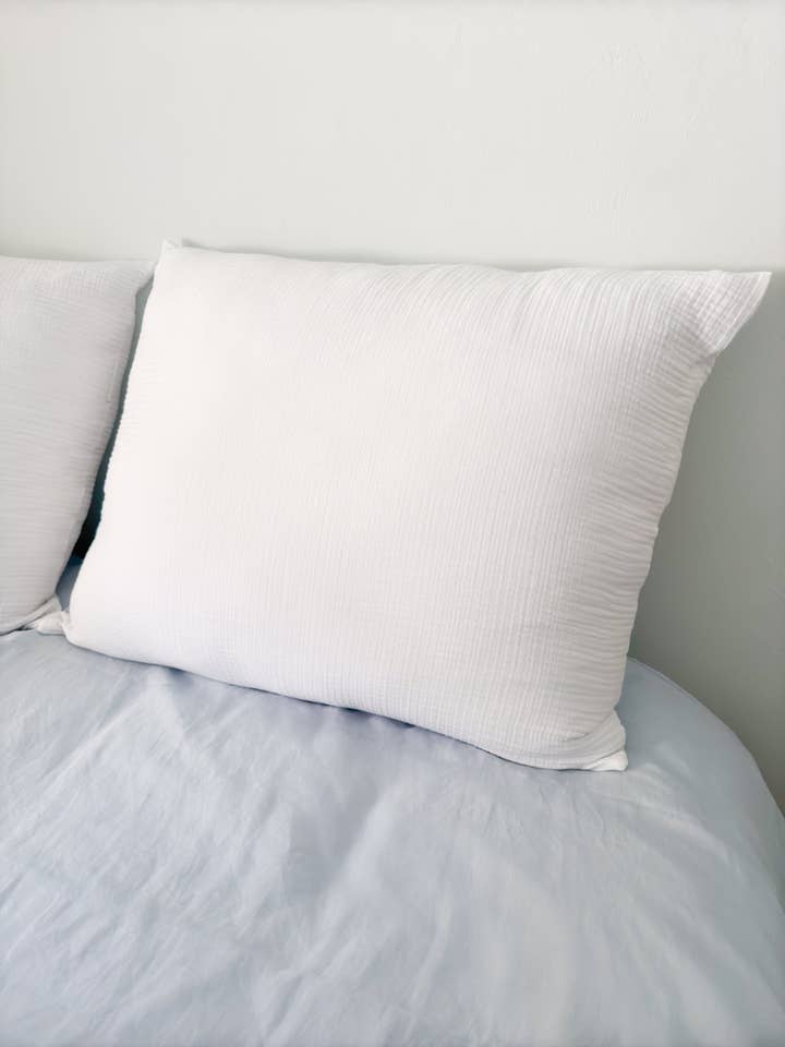 Bright White Cotton Gauze Dutch Euro Pillow for wholesale by Anaya Home