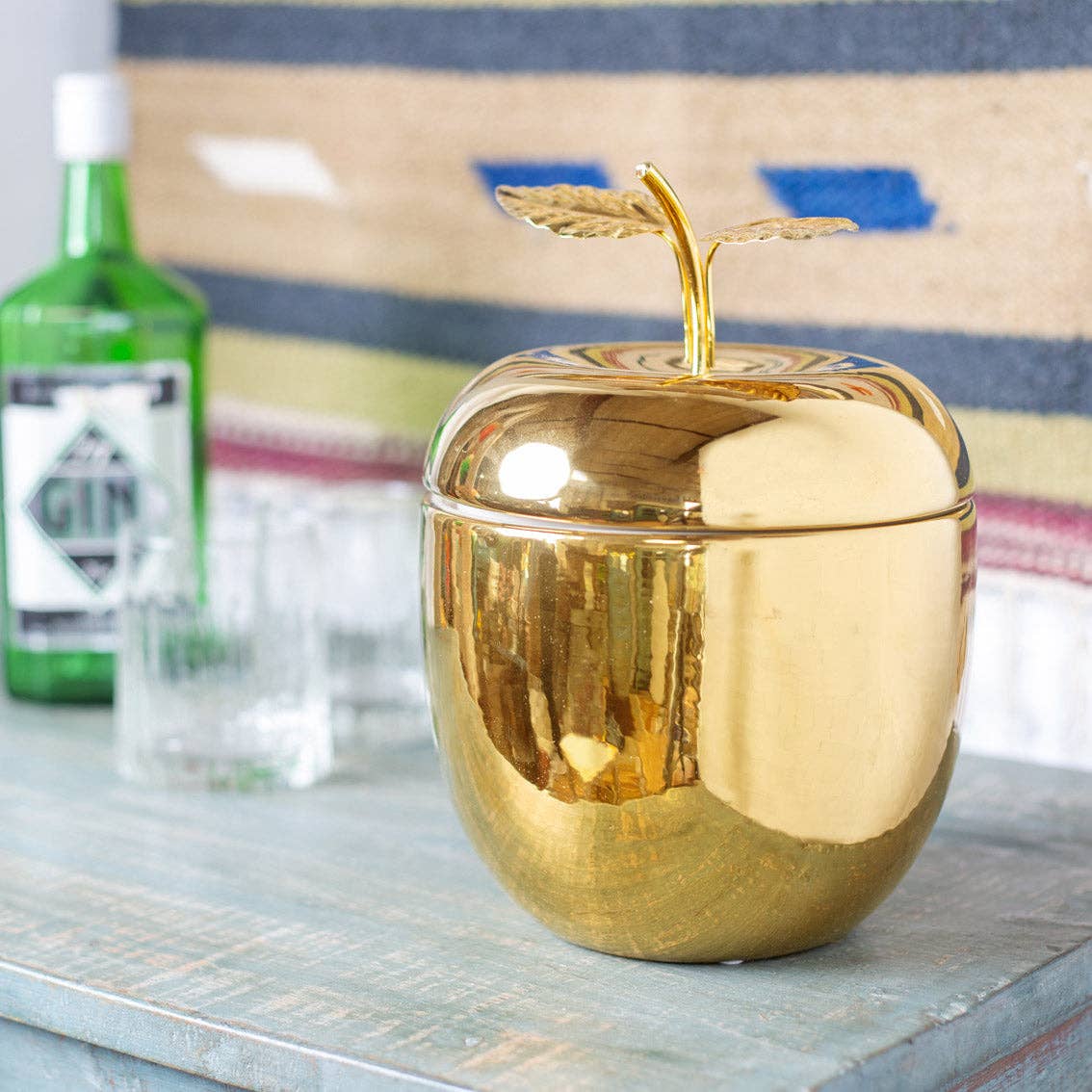 Talking Tables USA - Wholesale Ice Bucket - Gold Ceramic Apple Ice Bucket| Christmas Decor |1