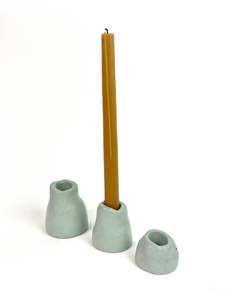 Concrete Taper Candle Holder (set of 3) - Mint for wholesale by Known Goods Co.