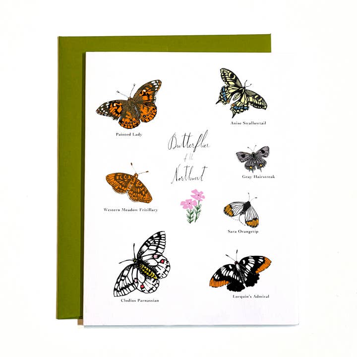 Carte de vœux vierge Butterflies in the Pacific NW pour la vente par Loaded Hips Press