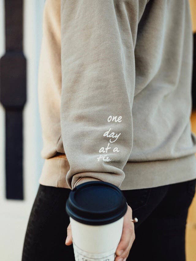 Rad Vibes Only - Wholesale Graphic Sweatshirt - Women's - One Day At A Time Crewneck Sweatshirt Sleeve Print0