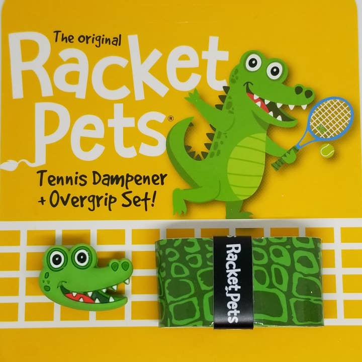 Racket Pets - Vente Accessoires de sport - Ruban adhésif vert alligator pour tennis et amortisseur assorti1