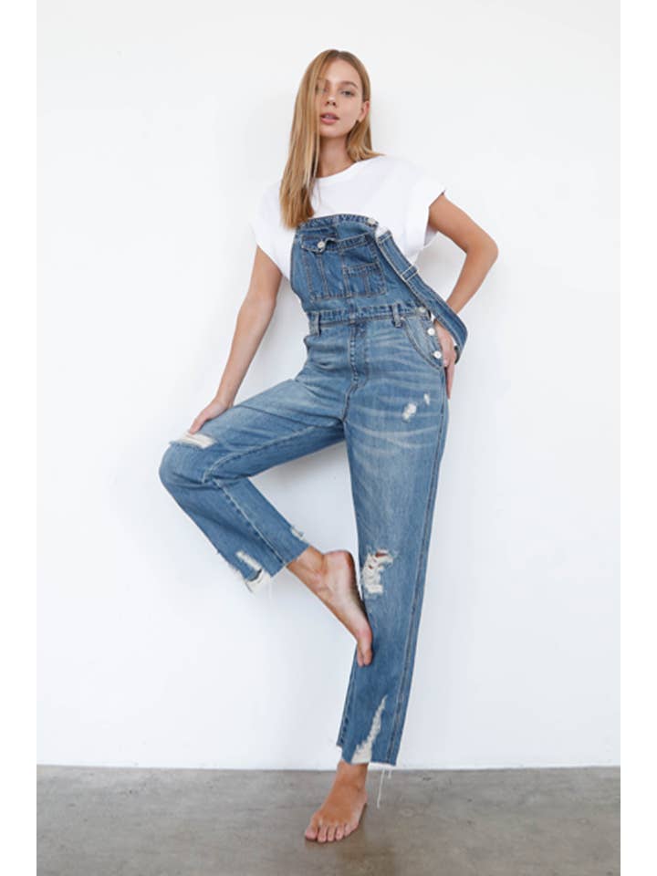 Insane Gene USA - Wholesale Overalls - Women's - Distressed Raw Hem Straight Overalls2