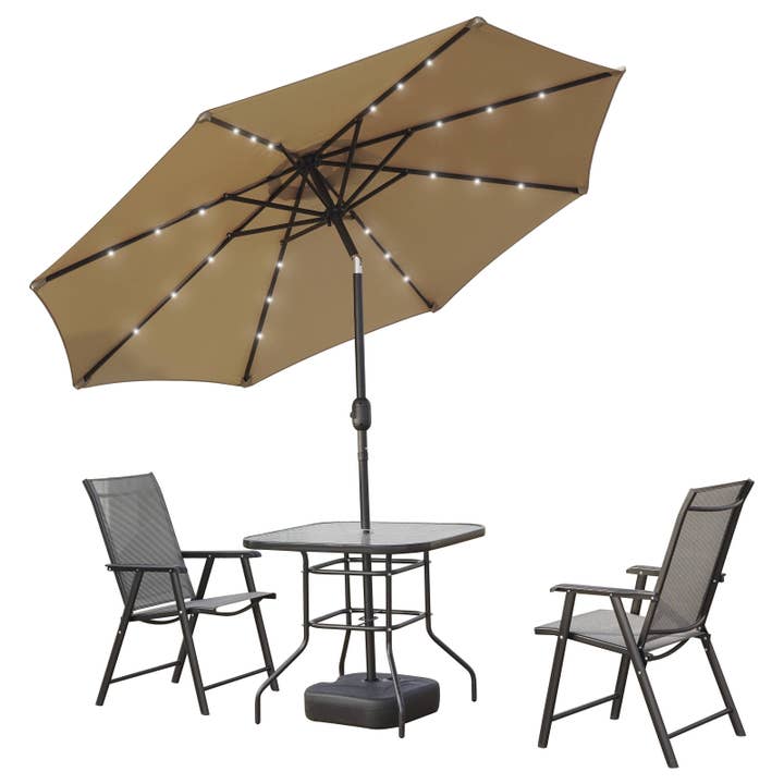 LeisureMod - Wholesale Patio Umbrella - Sierra Modern 9ft Solar LED Patio Garden Umbrella1
