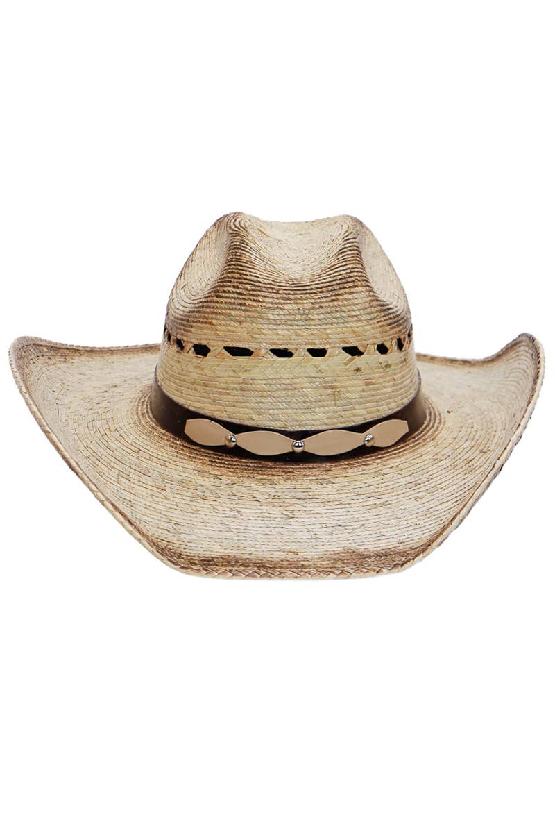 Cap Zone - Wholesale Cowboy Hat - Women's - Vented Vintage Burnt Cutter Palm Straw Cowboy Hat13