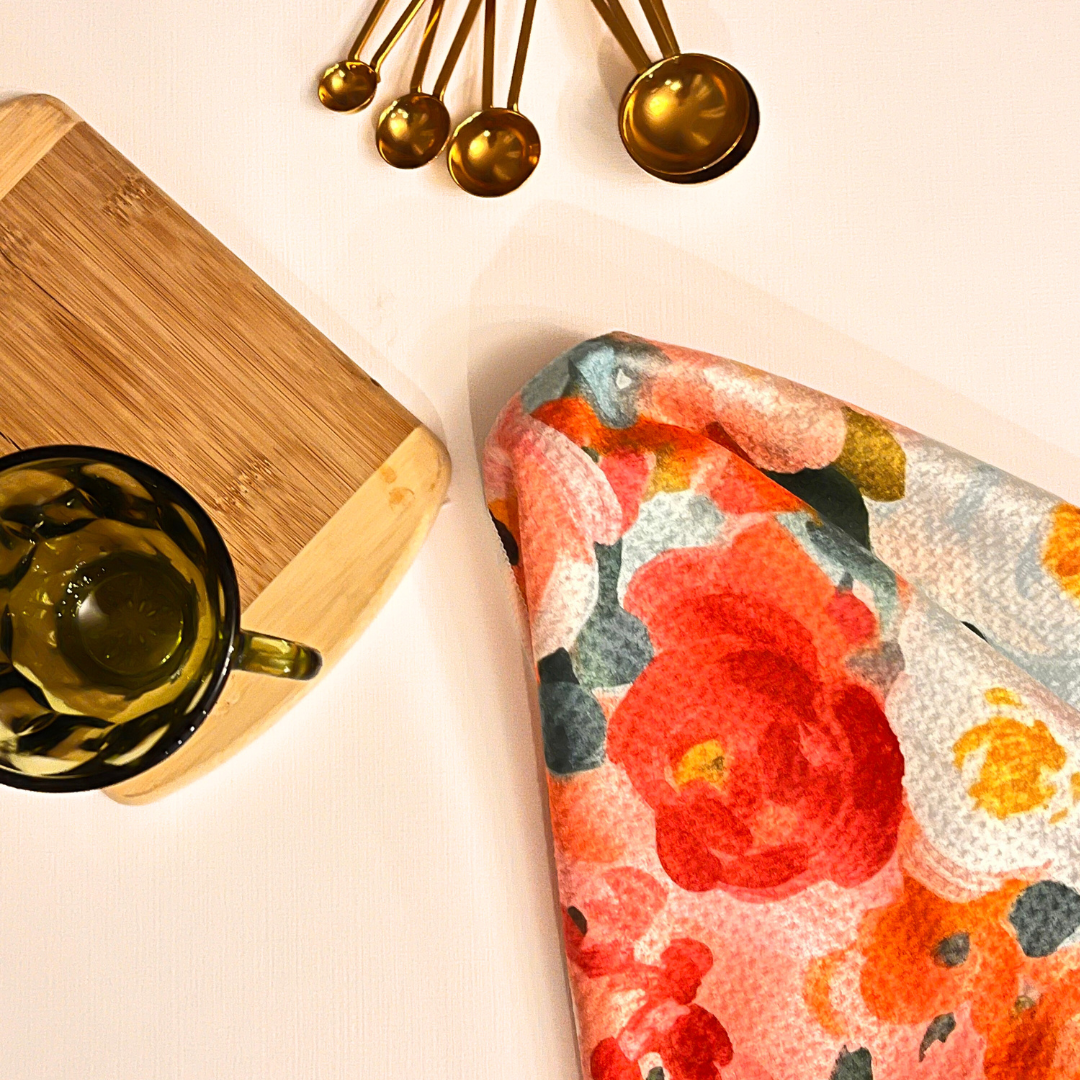 Paper Baristas - Wholesale Tea Towel - Flower Garden Kitchen | Recycle Microfiber Waffle Tea Towel2