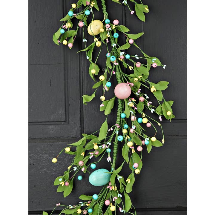 27601- 4ft Garland-Easter Eggs and Herb Leaves- for wholesale by Holiday Depot Inc.