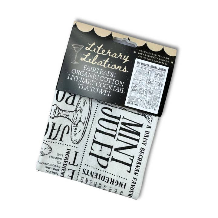 GiftSmith - Venta al por mayor Paños de cocina - Literary Libations: paño de cocina de algodón Fairtrade para cócteles2