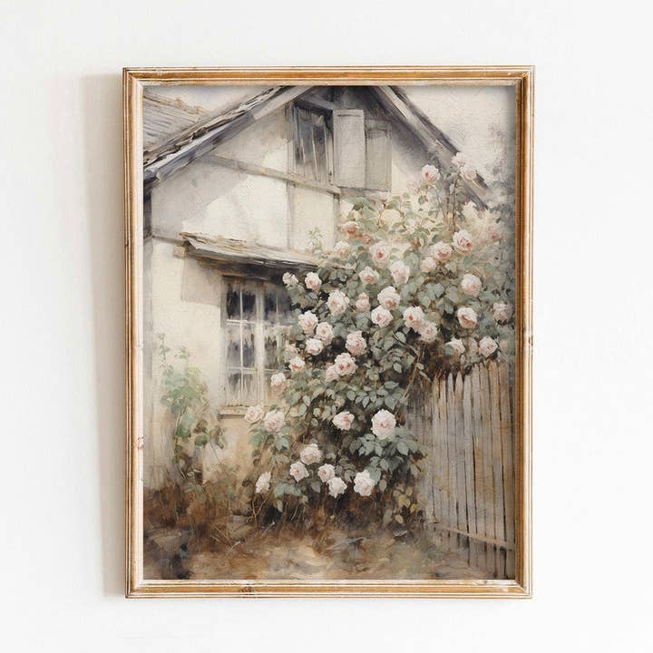 White House Rose Bush Valentine's Art Print for wholesale by Paper House Print Shop