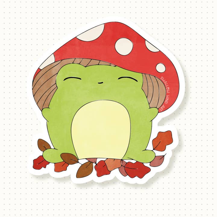 Vinyl Sticker - Autumn Mushroom Froggy for wholesale by Swallow Wind Art