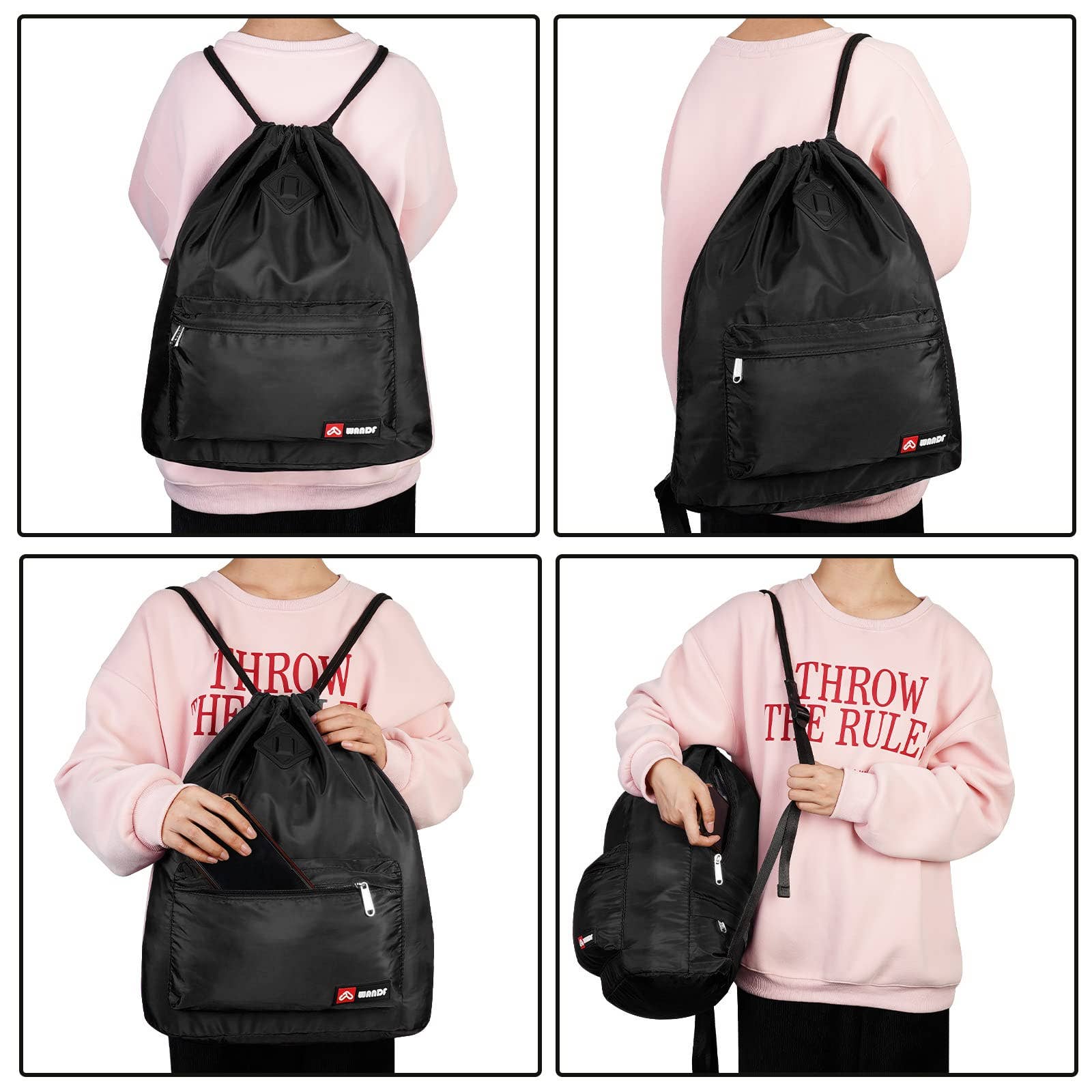 wandf - Wholesale Backpack - Unisex - WF6030 Sport Drawstring Backpack With Shoe Compartment3