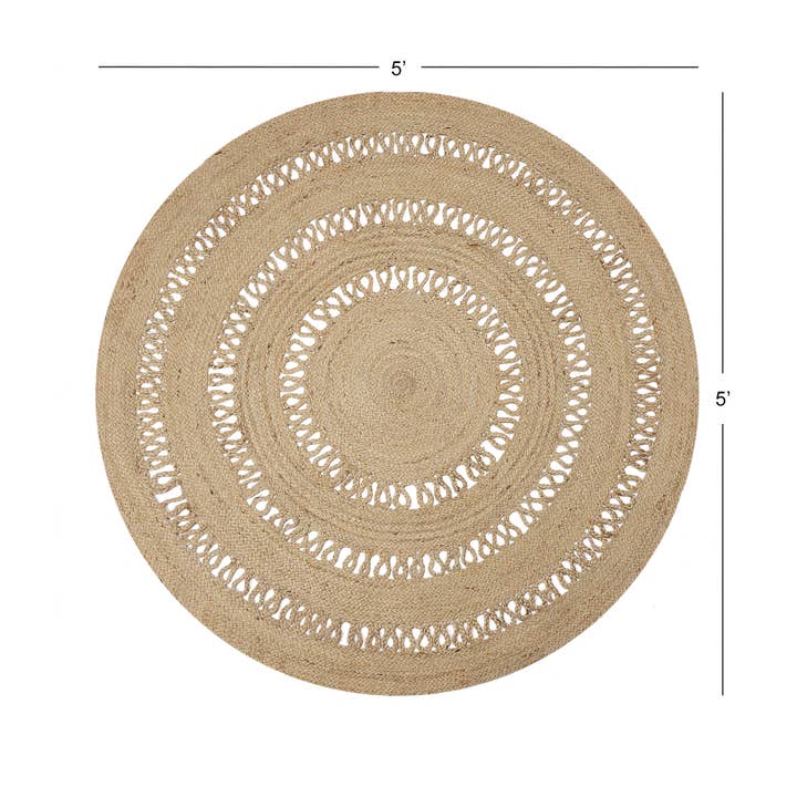 Earthly Trails Natural · REDEARTH · Round Area Rug - 5' Braided Patterned Jute Rug for wholesale on Faire