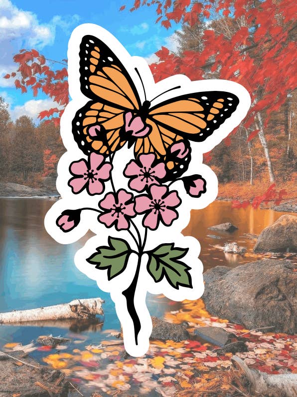 Borboleta, flor, Etiquetas impermeáveis, Hydroflask por atacado de Crazilyhumbledesigns