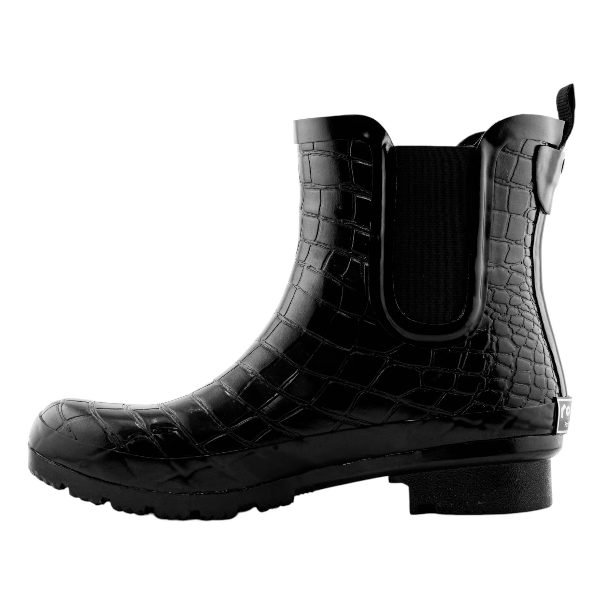 ROMA BOOTS - Wholesale Rain Boots - Women's - CHELSEA BLACK CROC EMBOSS WOMEN'S ANKLE RAIN BOOTS3