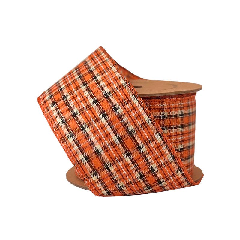 LA Ribbons Wholesale - Vendita all'ingrosso Nastri - Confezione regalo - Nastro cablato da 2 1/2" | "Harvest Plaid" Ruggine/Multicolore | Rotolo da 10 iarde