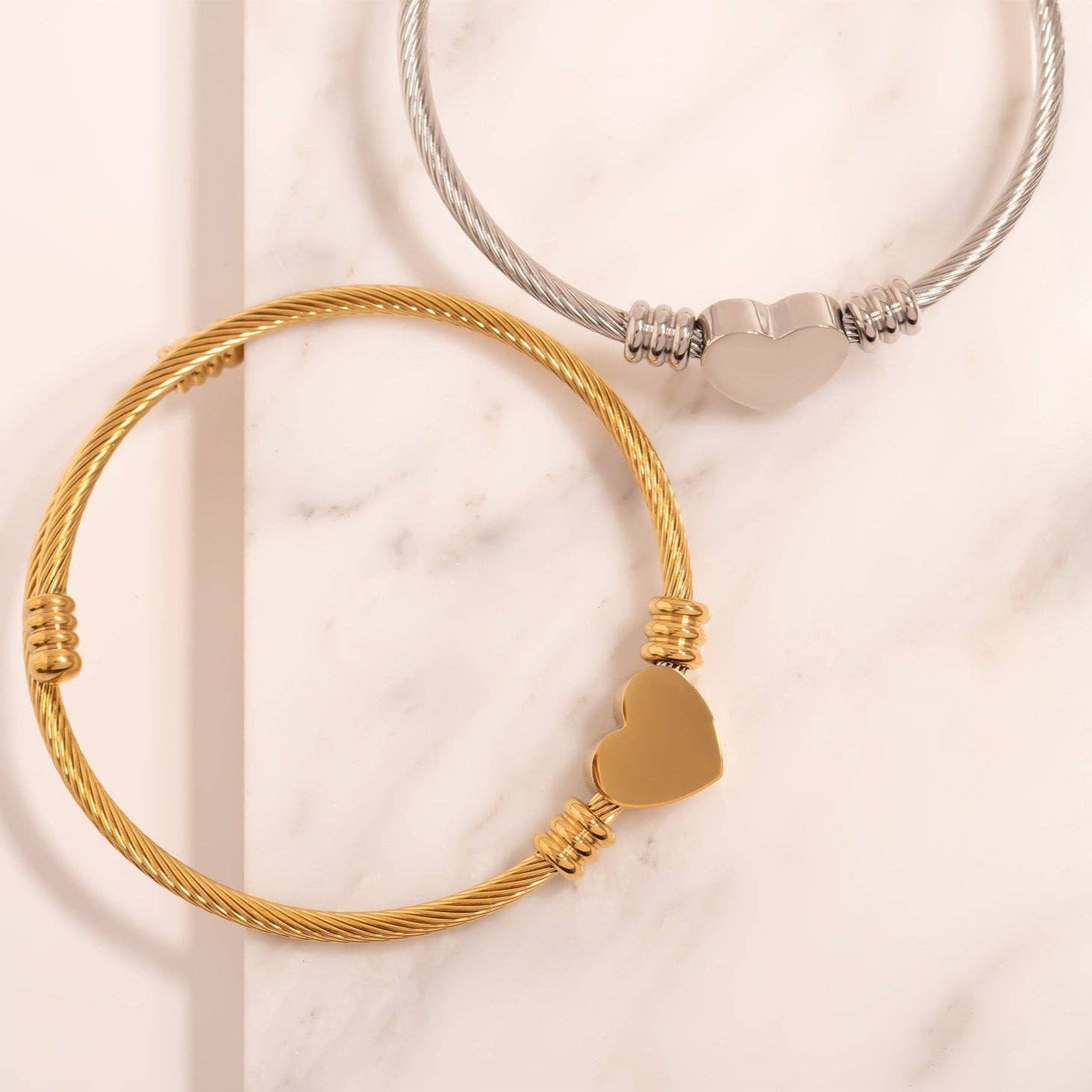 WJW - Wholesale Cuff Bracelet - 18K Gold PVD Stainless Steel Engravable Heart Cuff Bracelet7