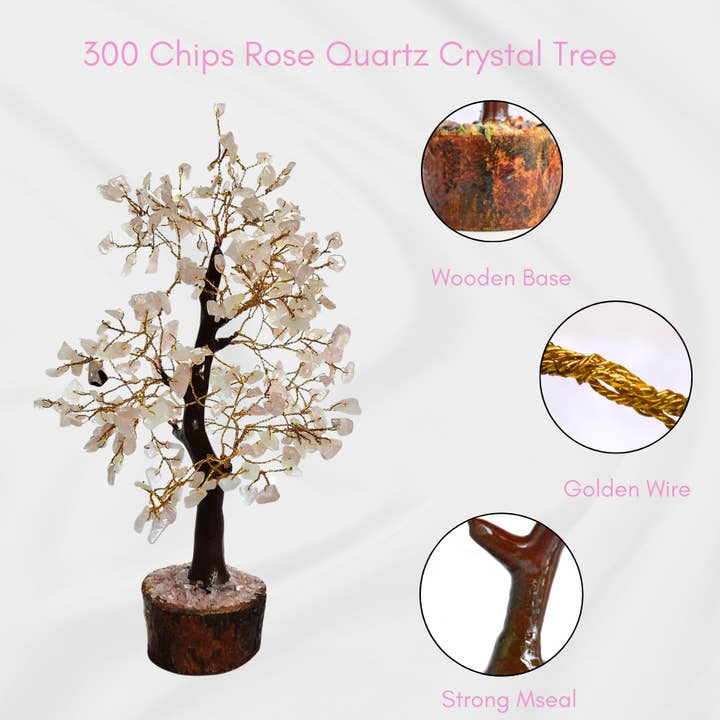 300 Chips Gemstone Tree | Rose Quartz | Feng Shui Tree for wholesale by Soothing Crystals