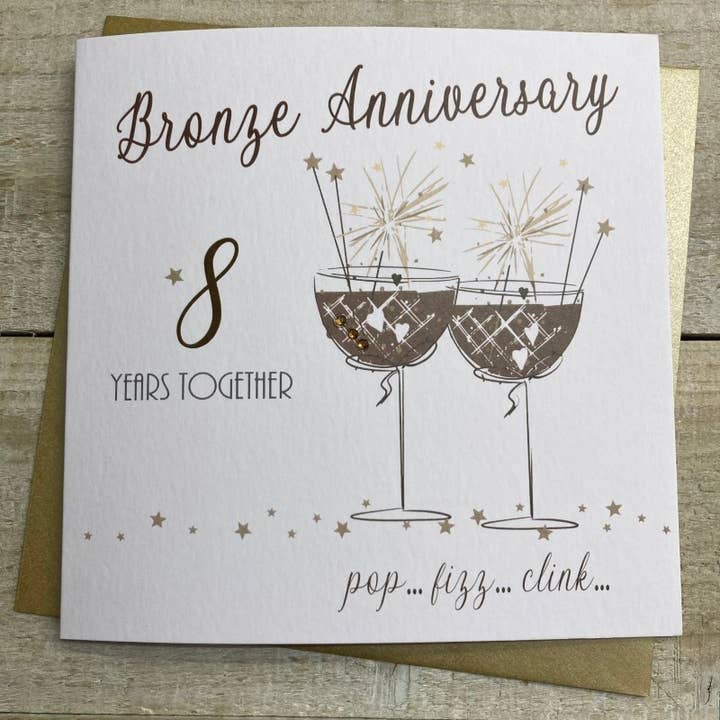 8th Bronze Anniversary - Coupes & Sparklers (SAA8-B) for wholesale by White Cotton Cards