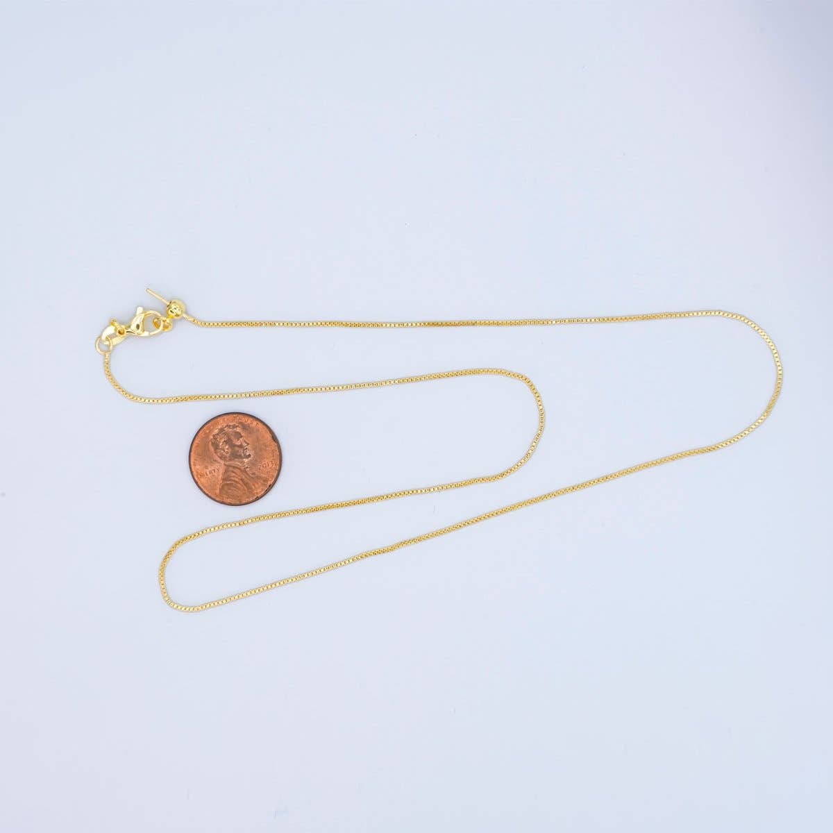 Aim Eternal - Wholesale Link & Chain Necklace - 24K Gold Filled 0.9mm Box Chain 20.5 Inch Adjustable Threader Necklace | WA-27381