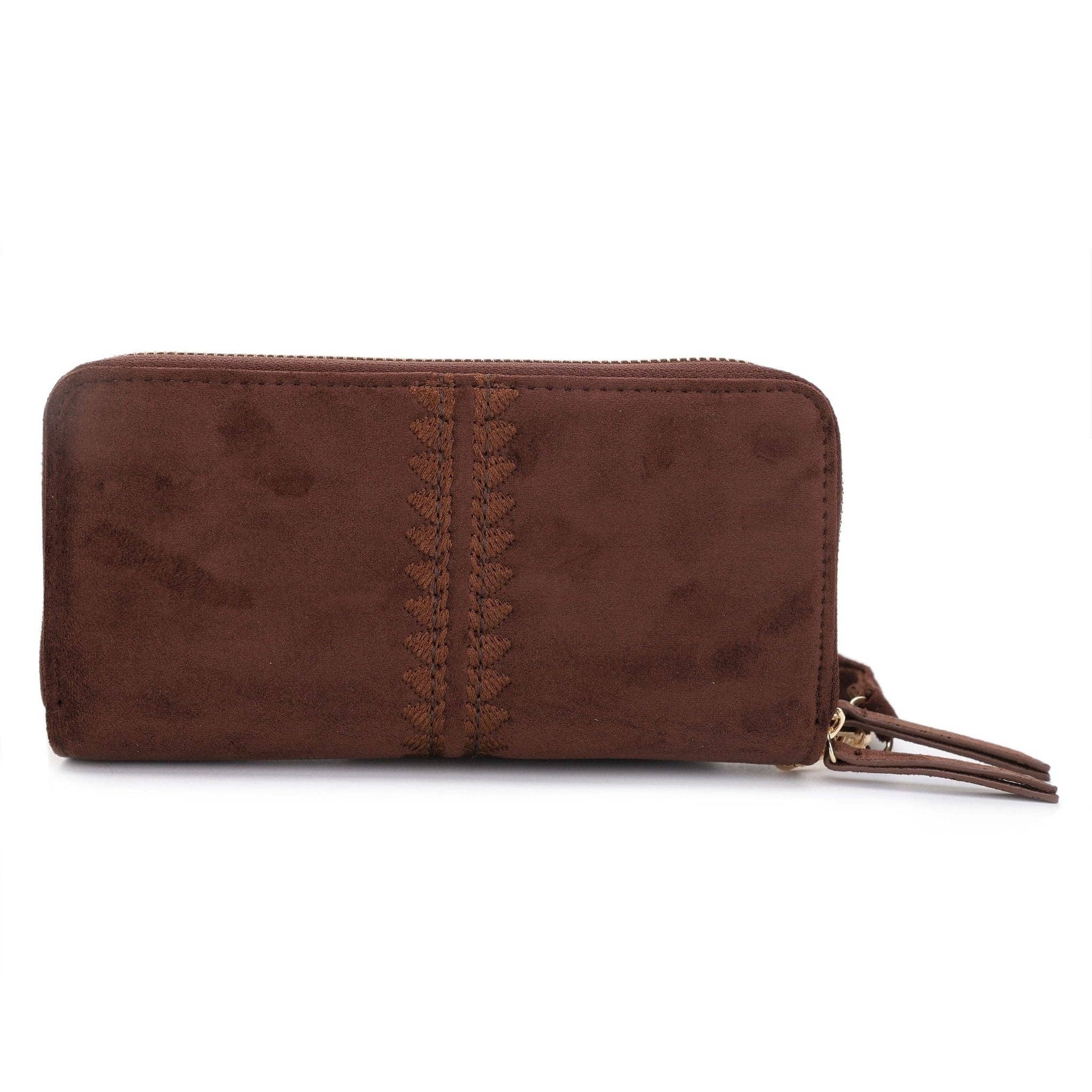 MiMi Wholesale - Wholesale Wallet - Women's - ES60164SU Sherrie Suede Double Zipper Wallet6