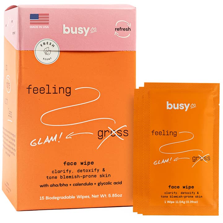 Refresh Face Wipes with AHA, BHA & Glycolic Acid for wholesale by Busy Co