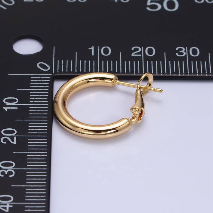 Aim Eternal - Wholesale Hoop Earrings - Silver, Gold 20mm, 25mm Chubby Tube Hinge Hoop Earrings | AB592 AB1552, AB1095 AB1097