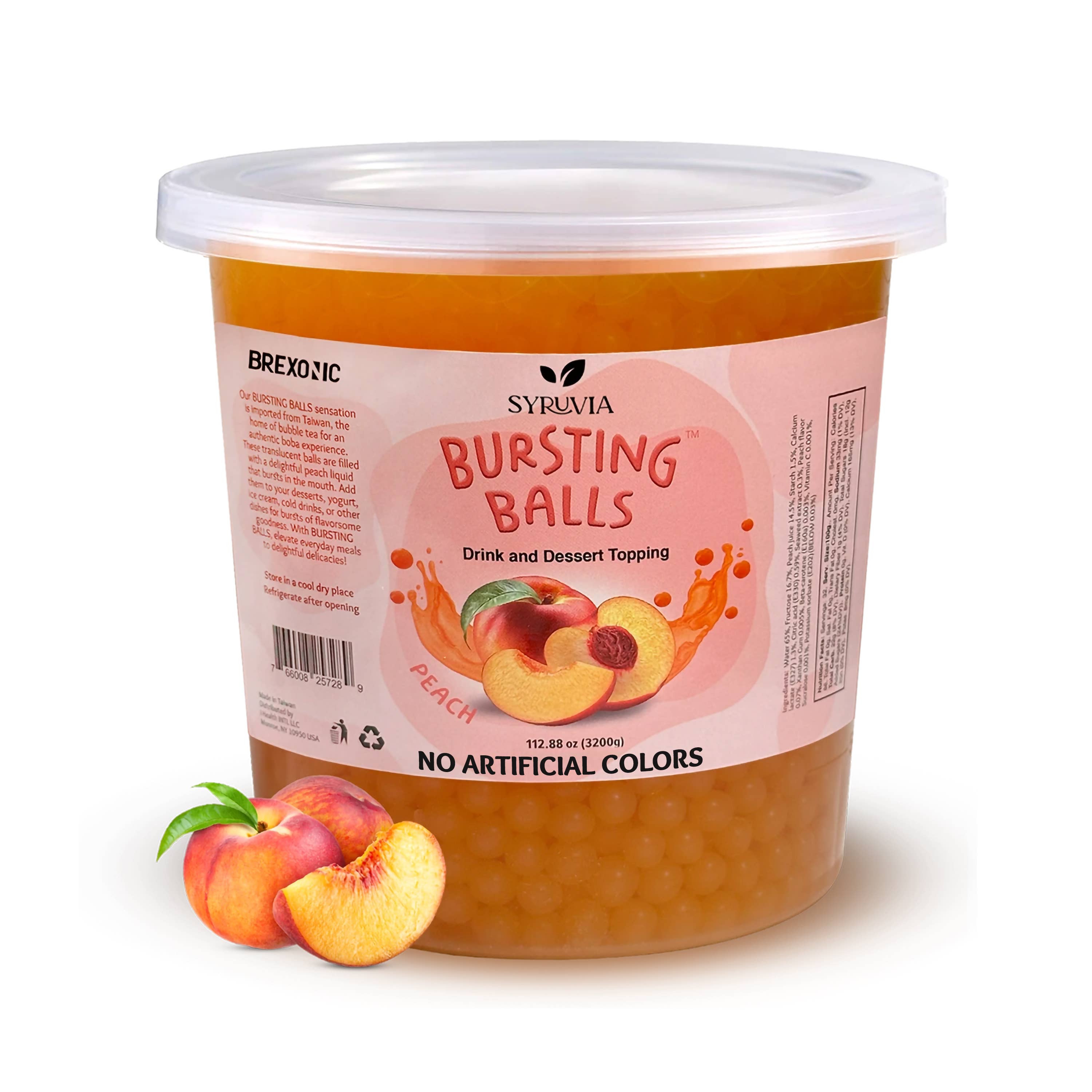 Syruvia - Wholesale Beverage Mix - 7 LB Peach Flavored Popping Boba