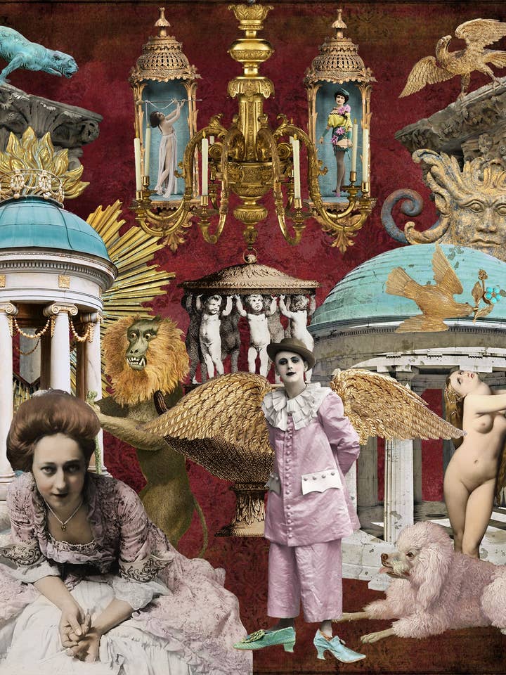 'Vintage Collage' Art Greeting Card for wholesale by Jeevesy Cards