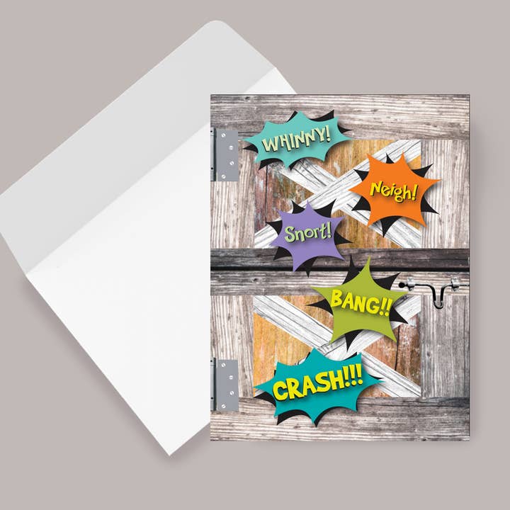 Horse Hollow Press - Wholesale Birthday Card - Horse Greeting Birthday Card / Bang, Crash, Neigh! / Funny