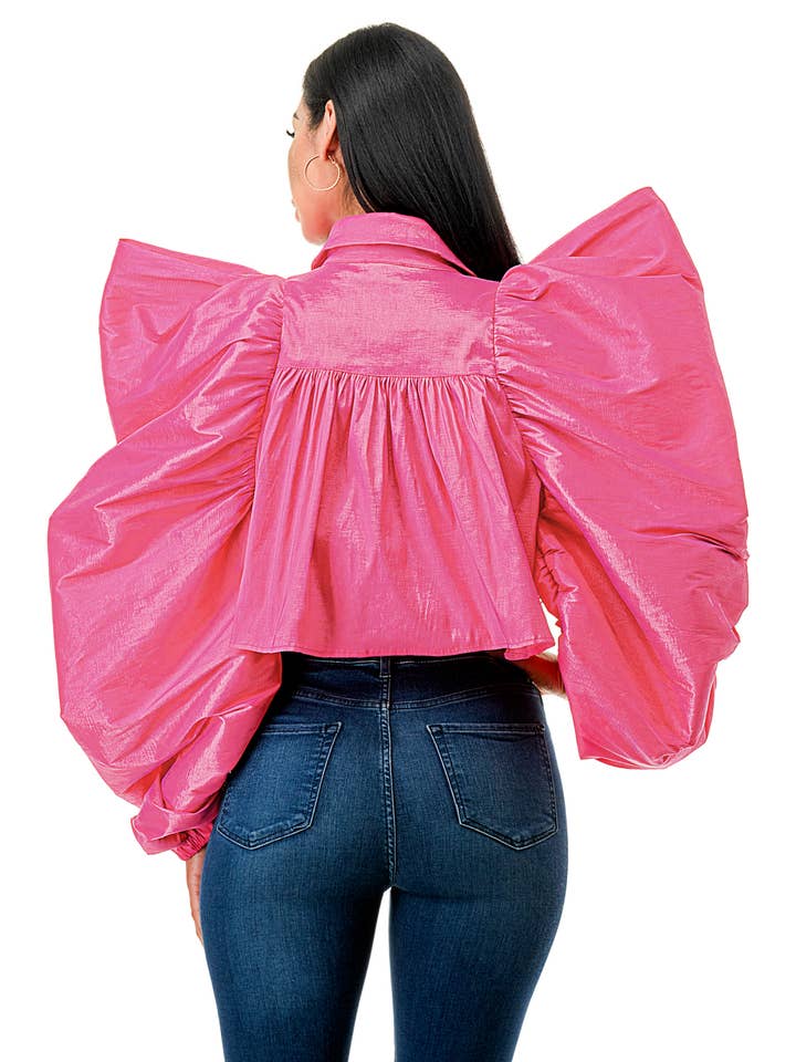 Namatt Design - Wholesale Blouse - Dames - Reguliere Ballon Lange Mouwen Uitlopende Shirts Crop Top14