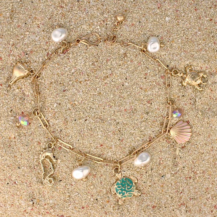 ZAD - Wholesale Charm/dangle bracelet - Seaside Charm Gold Sealife Bracelet1